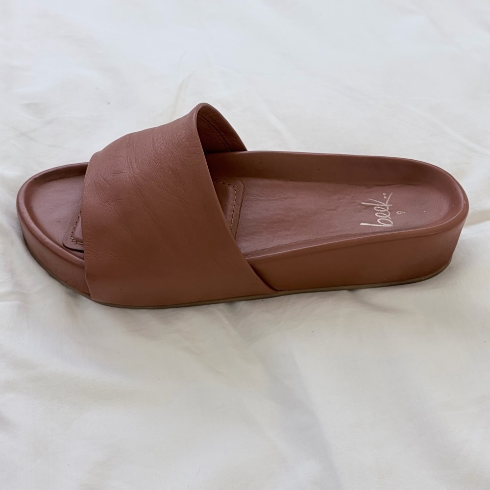 beek Brown leather platform Slide Sandals - Picture 4 of 13